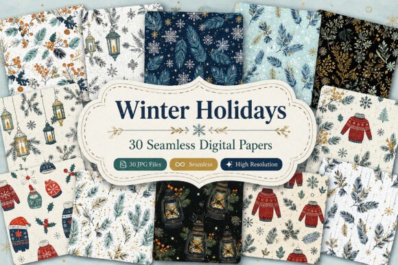 Download Winter Holidays Digital Paper - Winter holidays Collection