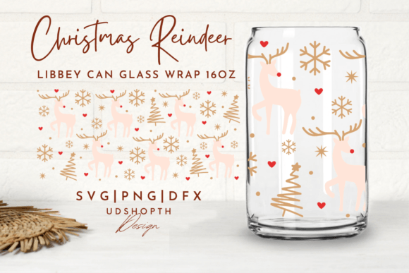 Download Christmas Reindeer Can Glass Svg, 16oz - Christmas reindeer Collection