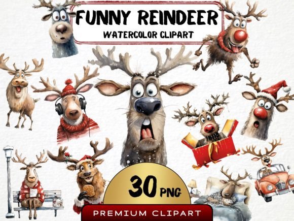 Download Funny Christmas Reindeer Clipart - Christmas reindeer Collection
