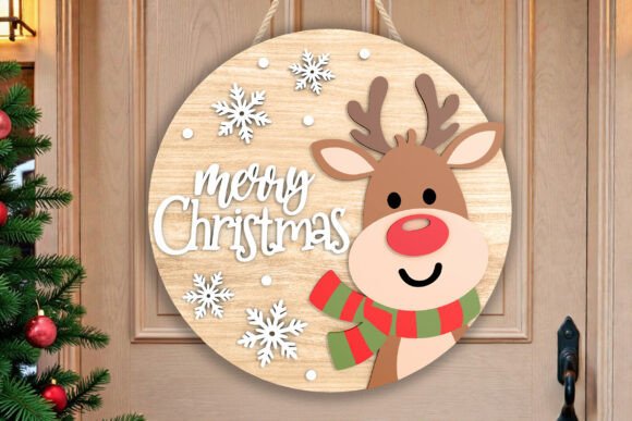 Download Christmas Reindeer Door Sign Laser Cut - Christmas reindeer Collection